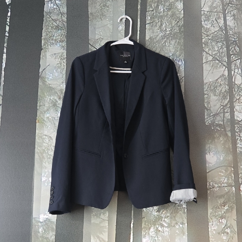 The Limited Dark Blue Blazer with Subtle Stripes